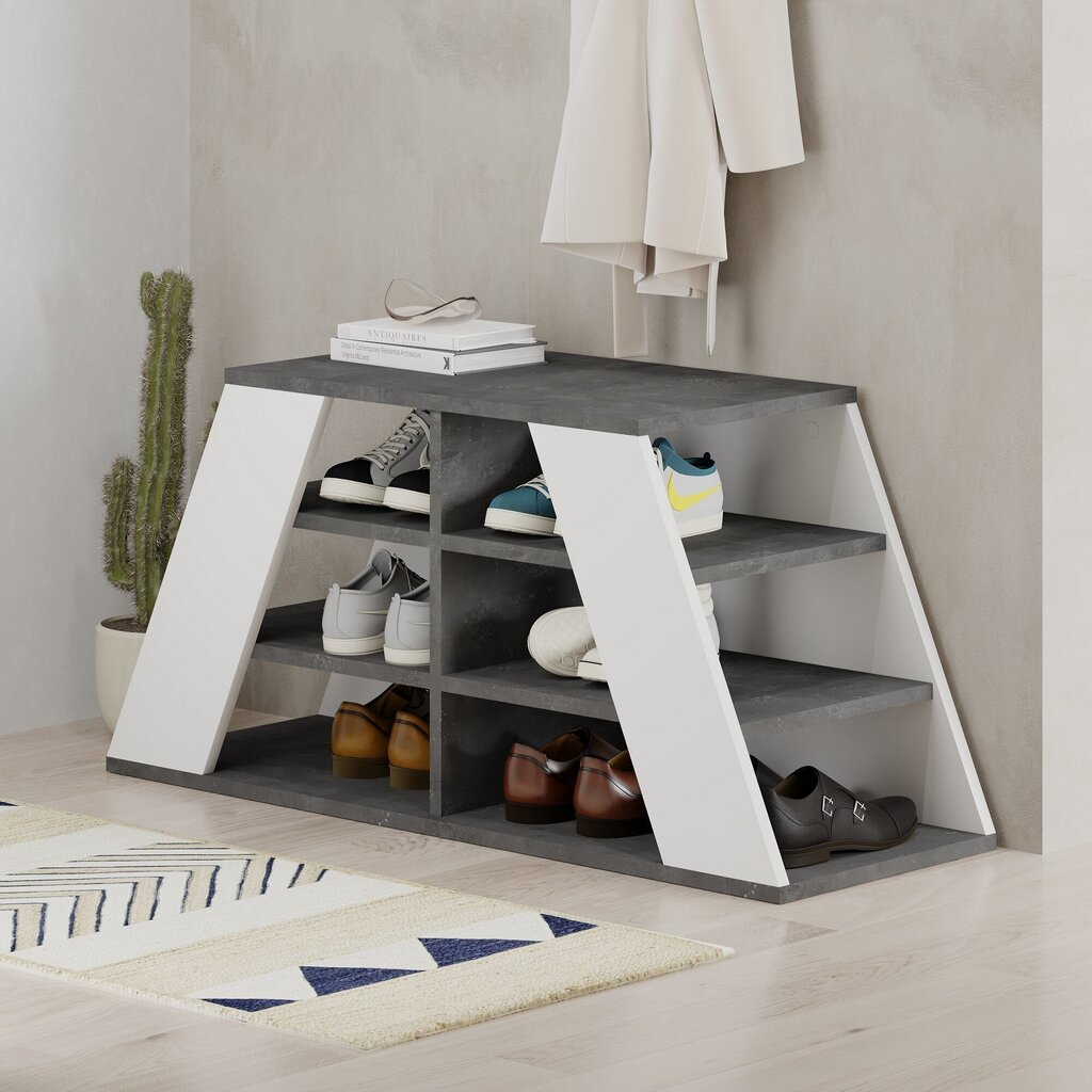 Kingakapp Asir Pyramid Shoe Bench, hall/valge цена и информация | Jalatsikapid, jalatsiriiulid | hansapost.ee