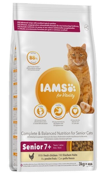 IAMS For Vitality Cat Senior kanaga, 3 kg hind ja info | Kassi kuivtoit ja kassikrõbinad | hansapost.ee