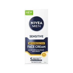 Kaitsev näokreem meestele Nivea Men Sensitive SPF15, 75 ml hind ja info | Näokreemid | hansapost.ee