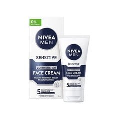 Nivea drėkinamasis kremas vyrams "Sensitive" (veido kremas) 75 ml цена и информация | Кремы для лица | hansapost.ee