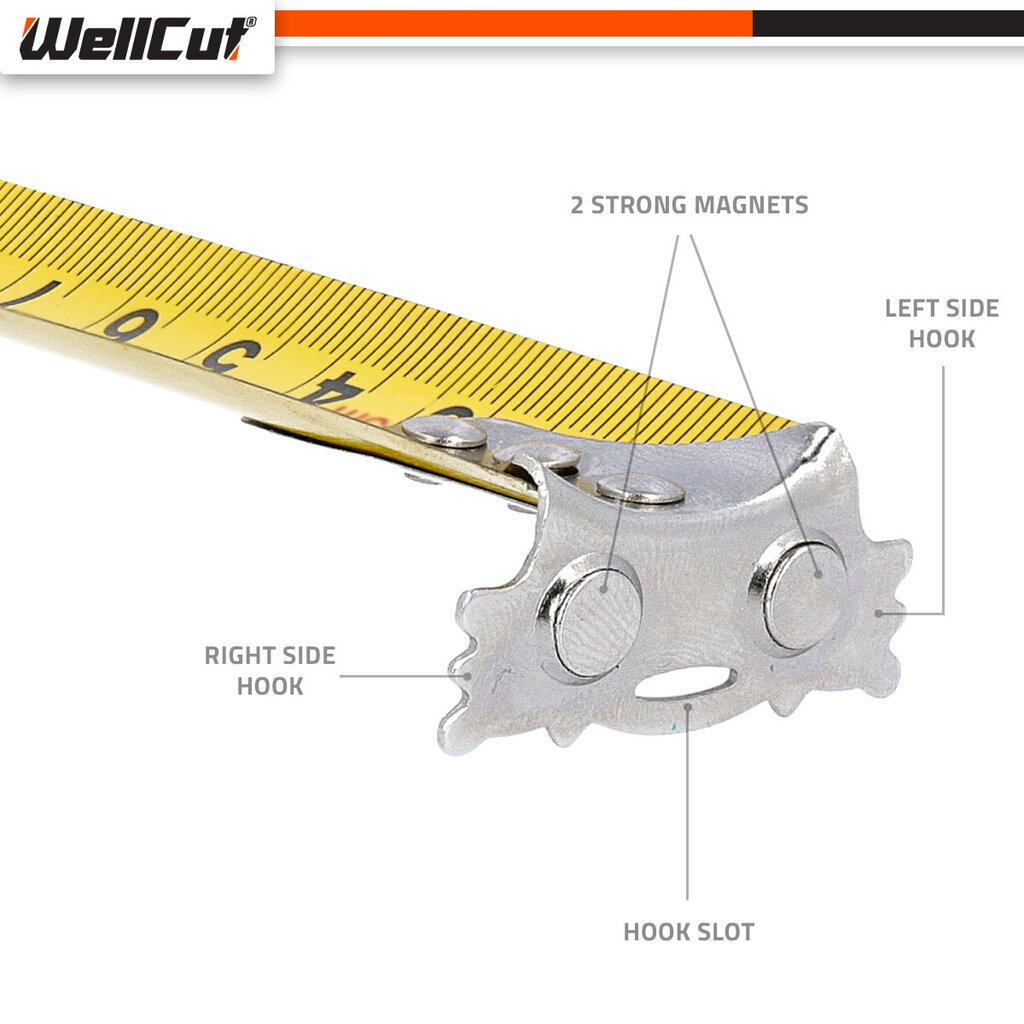 Mõõdulint Magnetic WellCut WC-MT525 hind ja info | Käsitööriistad | hansapost.ee