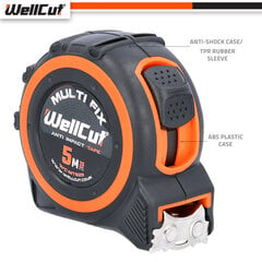 5m. Рулетка MAGNETIC UK BRAND, WellCut,  WC-MT525 цена и информация | Ручной инструмент, 18 В 125 мм бесщеточная угловая шлифовальная машина для Makita Cordless, замена литий-ионного аккумулятора | hansapost.ee