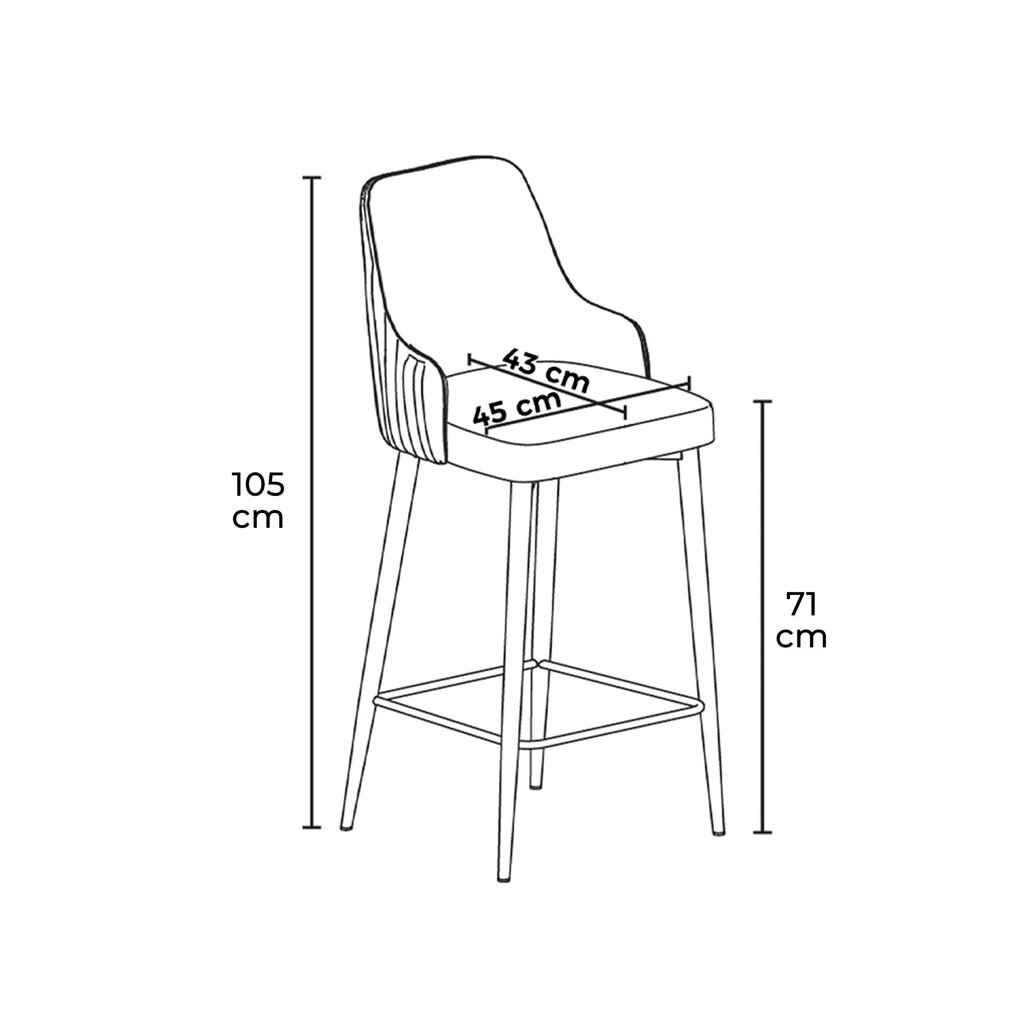 2 baaritooli komplekt Asir Enox, hall/must hind ja info | Köögitoolid, söögitoolid | hansapost.ee