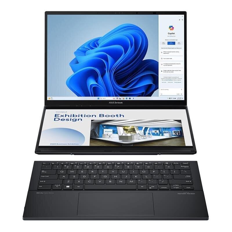 Zenbook DUO 14" OLED/Touch/Glossy/Intel Core Ultra 9/32 GB/LPDDR5X/SSD 1000 GB/Intel Arc Graphics/Windows 11 Pro/ENG/Inkwell Gray цена и информация | Sülearvutid | hansapost.ee