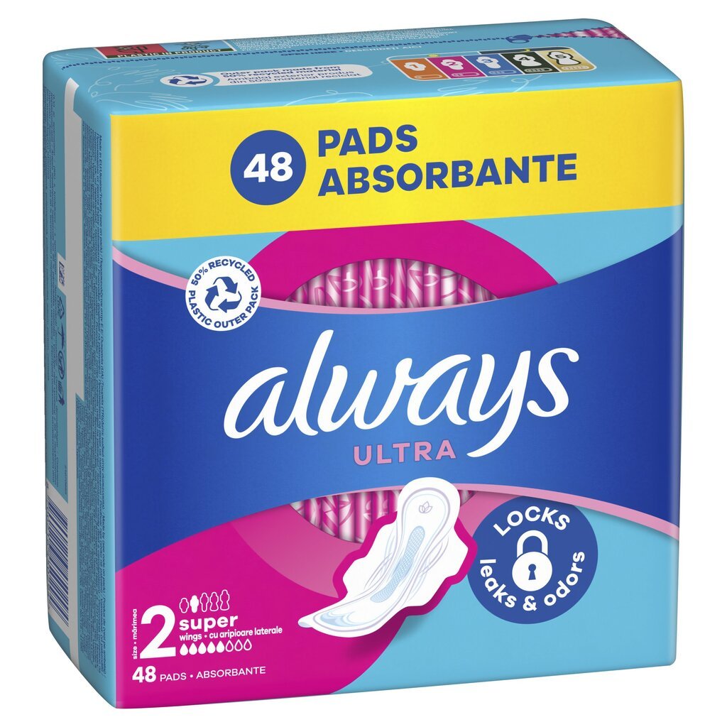 Hügieenisidemed Always Ultra Size 2 Long, 48 tk hind ja info | Tampoonid, hügieenisidemed ja menstruaalanumad | hansapost.ee