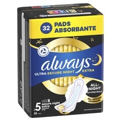 Гигиенические пакеты Always Ultra Secure Night Extra Size 5, 32 шт. цена и информация | Тампоны, гигиенические прокладки для критических дней, ежедневные прокладки | hansapost.ee