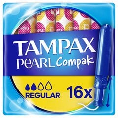 Tampoonid Tampax Compak Pearl Regular, 16 tk hind ja info | Tampoonid, hügieenisidemed ja menstruaalanumad | hansapost.ee