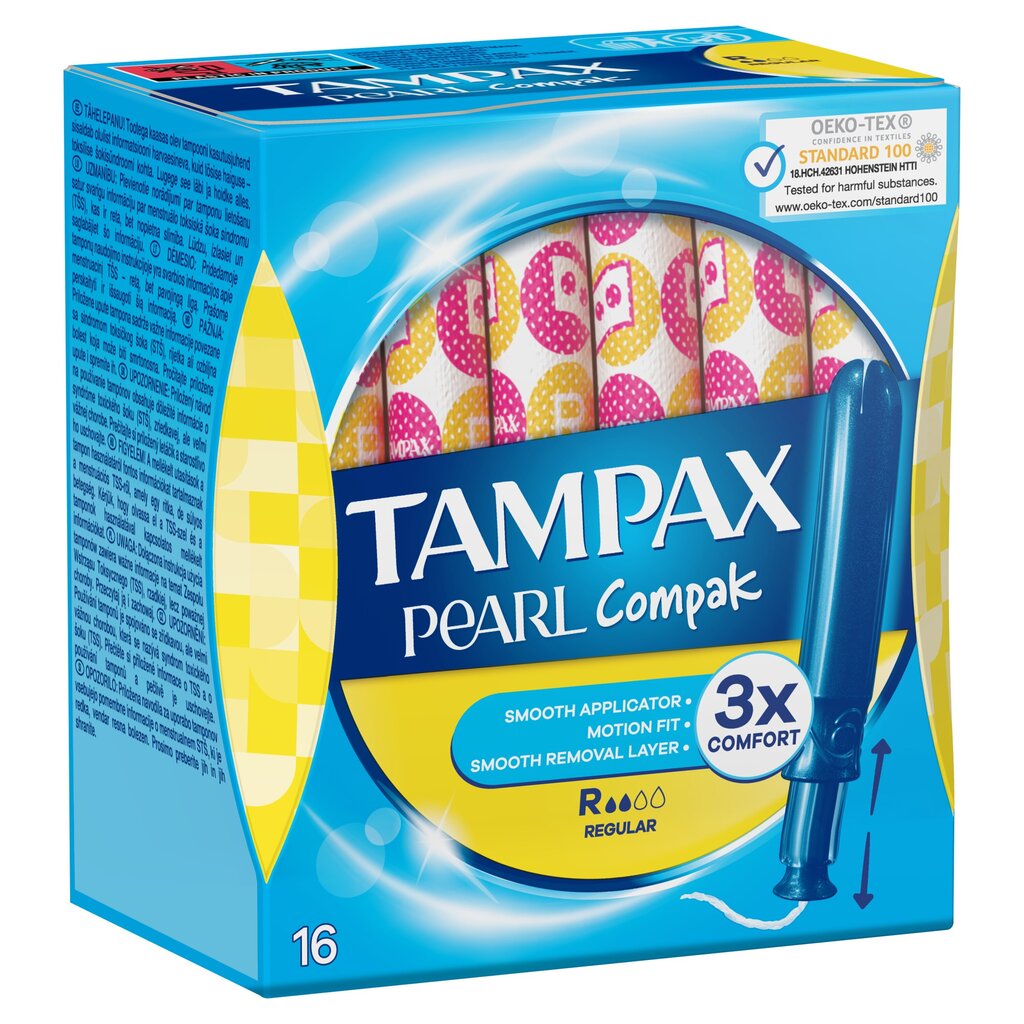 Tampoonid Tampax Compak Pearl Regular, 16 tk цена и информация | Tampoonid, hügieenisidemed ja menstruaalanumad | hansapost.ee