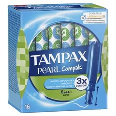 Tampoonid Tampax Compak Pearl Super, 16 tk hind ja info | Tampoonid, hügieenisidemed ja menstruaalanumad | hansapost.ee