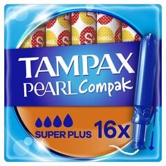 Тампоны TAMPAX Compak Pearl Super Plus, 16 шт. цена и информация | Тампоны, гигиенические прокладки для критических дней, ежедневные прокладки | hansapost.ee