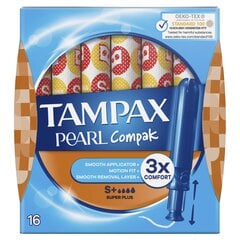 Tampoonid Tampax Compak Pearl Super Plus, 16 tk hind ja info | Tampoonid, hügieenisidemed ja menstruaalanumad | hansapost.ee