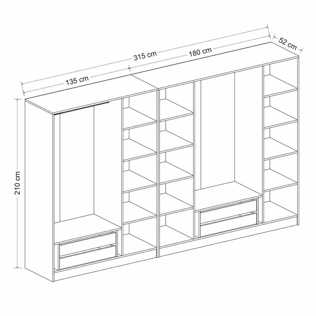 Garderoob Asir Kale Plus 7807, hall цена и информация | Kapid | hansapost.ee