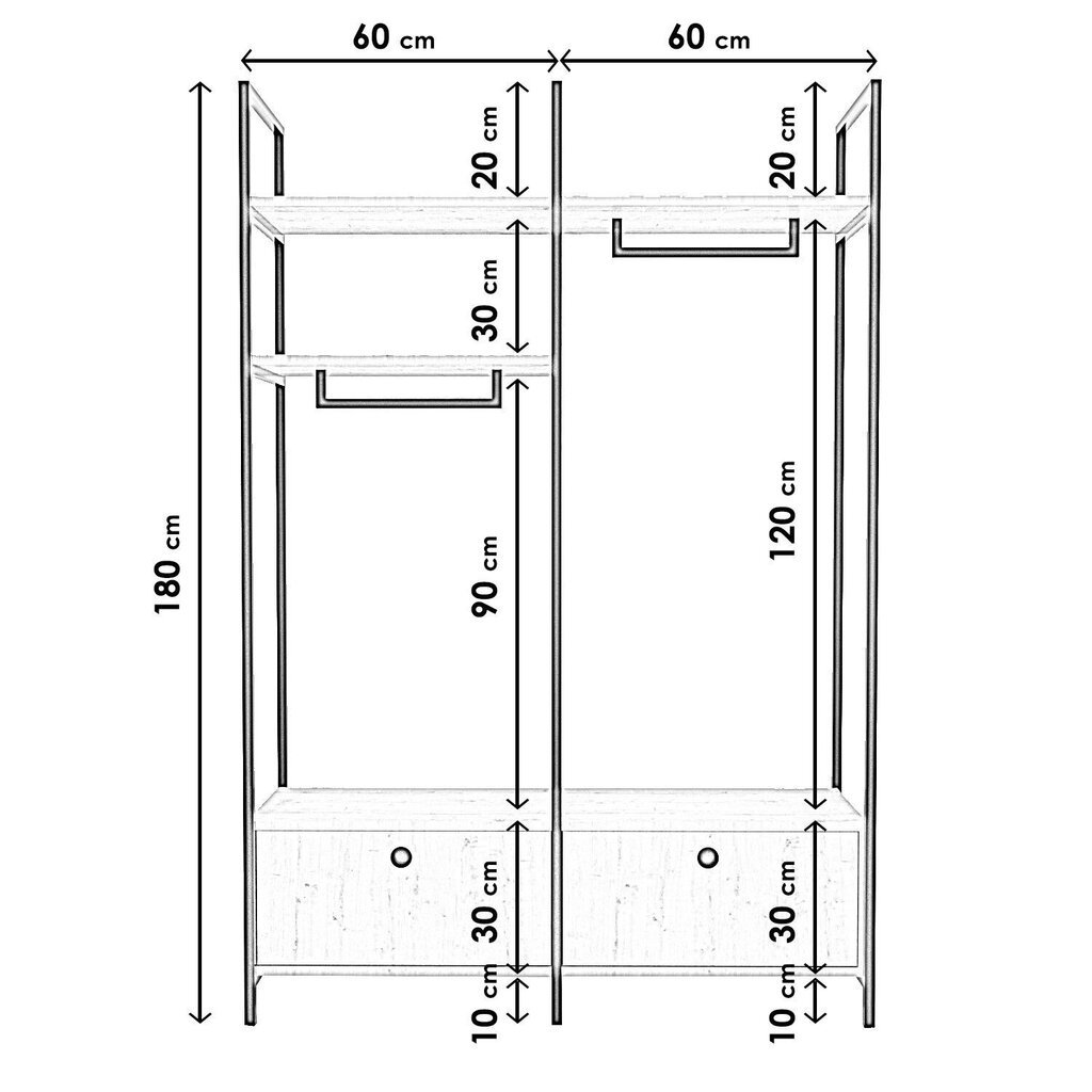 Riidekapp Asir Perm L638, pruun hind ja info | Kapid | hansapost.ee