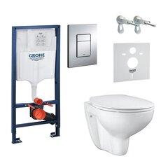 Kahjustatud pakendiga toode. WC komplekt Grohe Bau Ceramic Rimless 39586000: wc poti raam + wc pott + aeglaselt sulguv kaas + nupp hind ja info | Sanitaartehnika defektiga pakendis | hansapost.ee