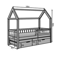 Детская кровать ADRK Furniture Artes II, 80x180 см, белая цена и информация | Детскиe кровати | hansapost.ee