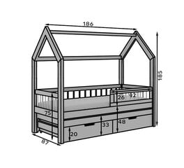 Детская кровать ADRK Furniture Artes, 80x180 см, белая цена и информация | Детскиe кровати | hansapost.ee