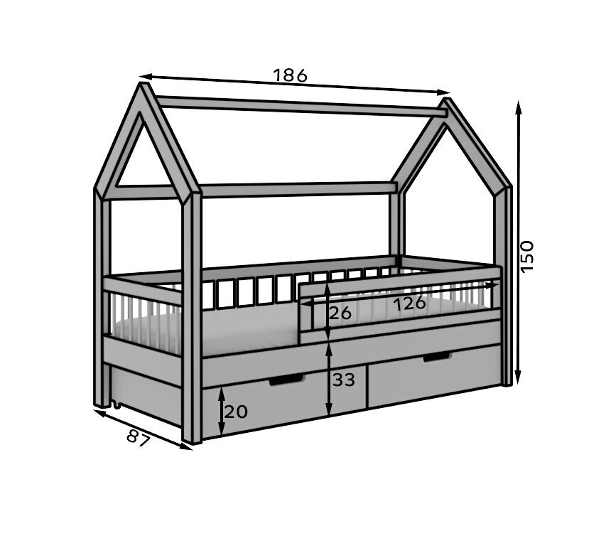 Lastevoodi ADRK Furniture Galicja, 80x180 cm, beež цена и информация | Lastevoodid | hansapost.ee