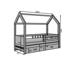 Lastevoodi ADRK Furniture Jaspis, 90x200 cm, pruun/valge hind ja info | Lastevoodid | hansapost.ee