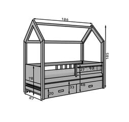 Детская кровать ADRK Furniture Jaspis, 80x180 см, коричневая/белая цена и информация | Детскиe кровати | hansapost.ee