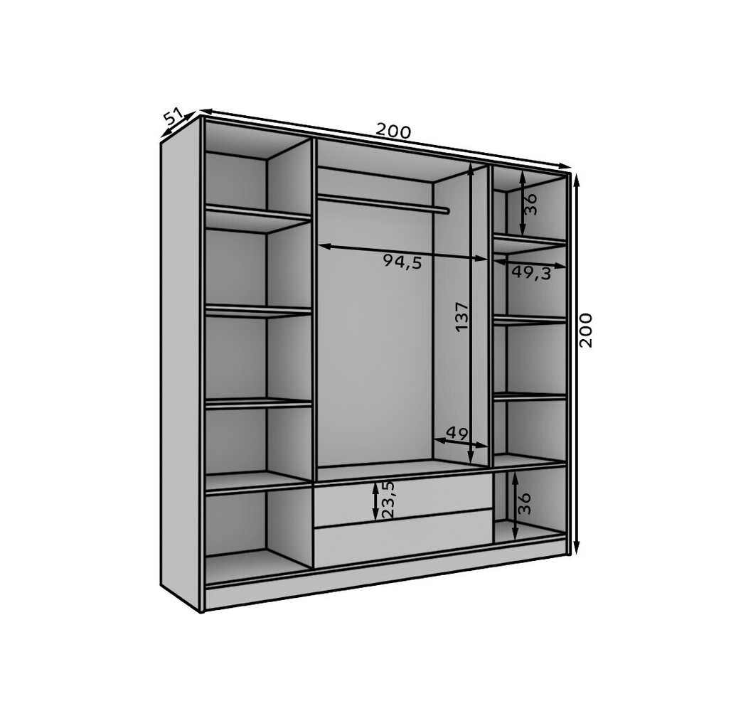 Kapp ADRK Furniture Neri 200, pruun/liivakarva hind ja info | Kapid | hansapost.ee