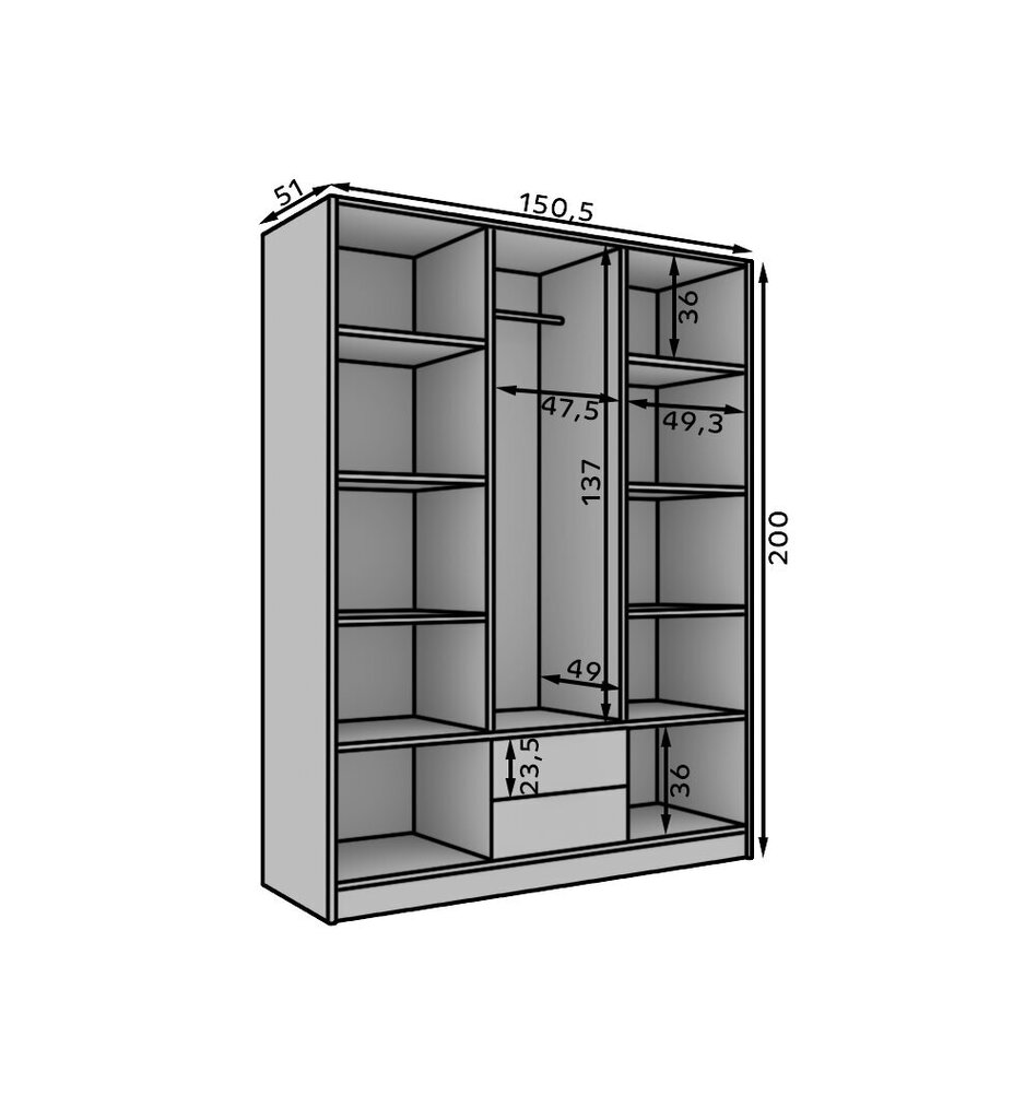 Kapp ADRK Furniture Neri 150, pruun цена и информация | Kapid | hansapost.ee