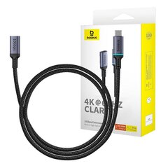 Baseus High Definition extension cable USB-C Male to Female 10Gbps, 1m (black) цена и информация | Кабели и провода | hansapost.ee