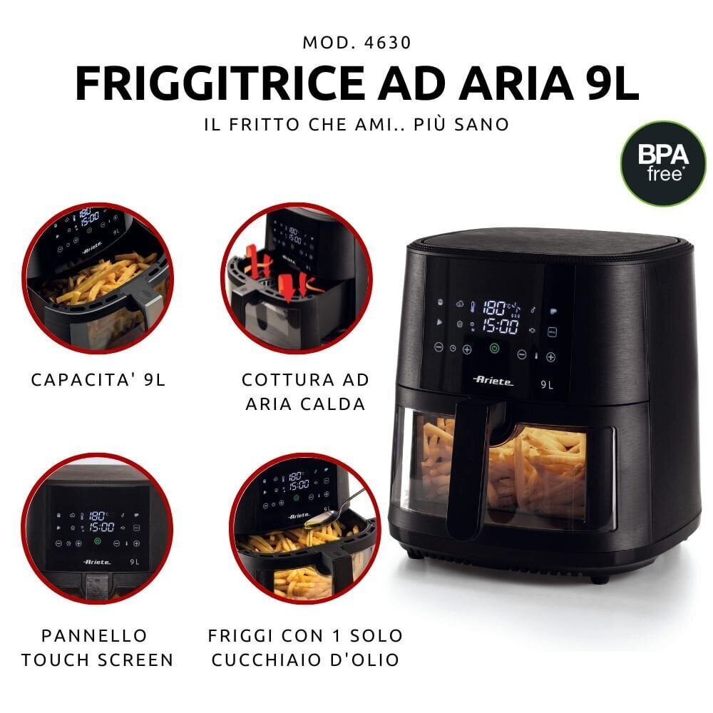 Ariete 4630 Black цена и информация | Kuumaõhufritüürid ja fritüürid | hansapost.ee