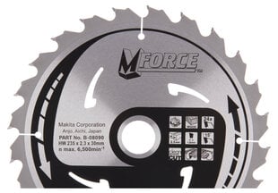 B-08090 TCT Пильный диск M-FORCE 235X2.3X30mm 15 ° T24 Makita цена и информация | Ручной инструмент, 18 В 125 мм бесщеточная угловая шлифовальная машина для Makita Cordless, замена литий-ионного аккумулятора | hansapost.ee