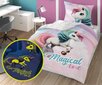 Pimedas helendav voodipesu Unicorn Rainbow ükssarvik 160x200cm hind ja info | Laste voodipesu | hansapost.ee