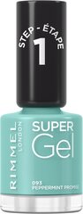 Geellakk Rimmel Super Gel Nail Polish, 093 Peppermint Promise, 12 ml hind ja info | Küünelakid ja küünelakieemaldajad | hansapost.ee