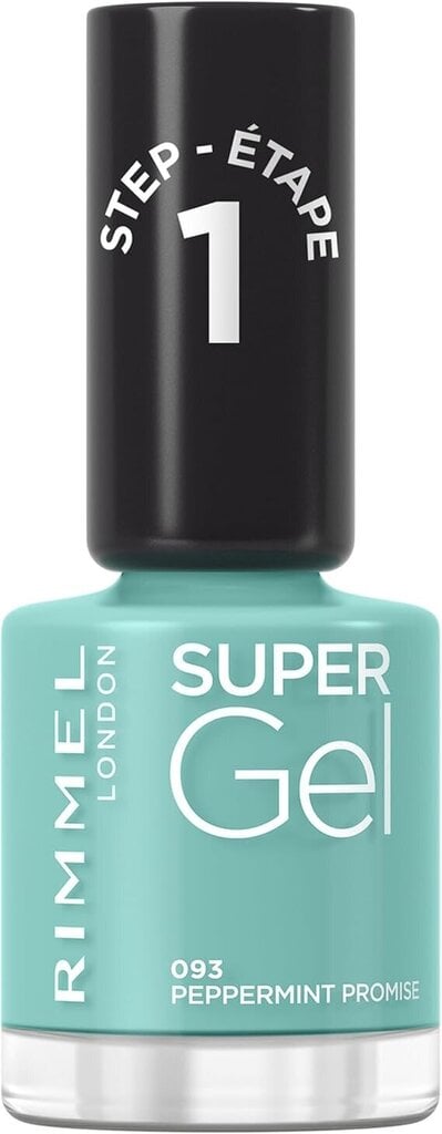 Geellakk Rimmel Super Gel Nail Polish, 093 Peppermint Promise, 12 ml цена и информация | Küünelakid ja küünelakieemaldajad | hansapost.ee