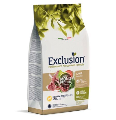 Exclusion MonoProtein Noble Grain lambalihaga, 12 kg цена и информация | Koerte kuivtoit ja krõbinad | hansapost.ee