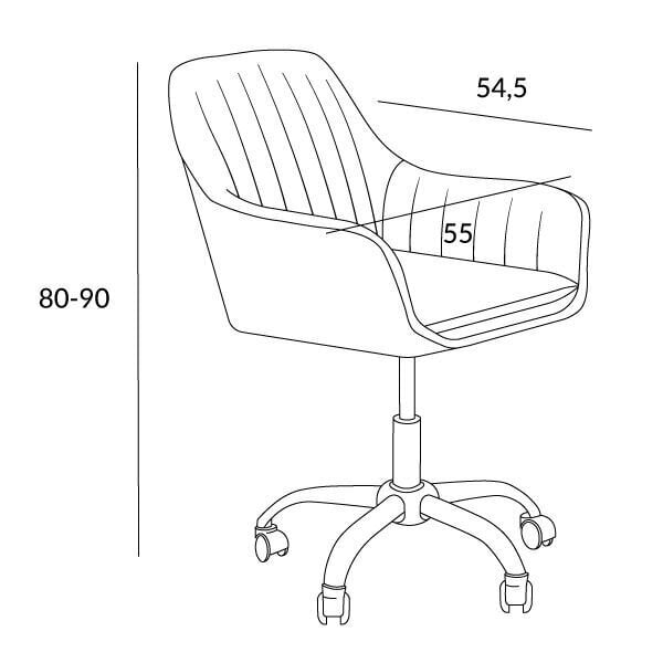 Veluurpöördtool Teill, 55 x 54,5 x 80-90 cm, must hind ja info | Kontoritoolid | hansapost.ee