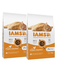 Iams For Vitality для пожилых кошек со свежей курицей, 20 кг (2x10 кг) цена и информация | Сухой корм для кошек | hansapost.ee