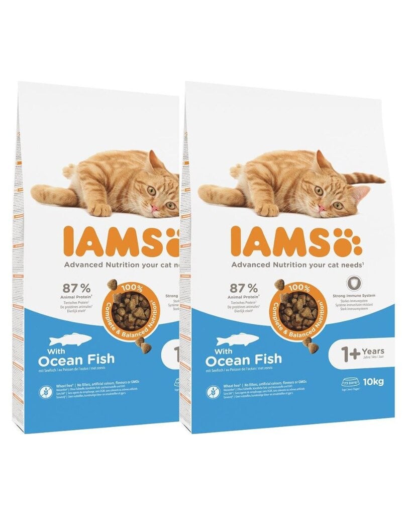 Iams for Vitality täiskasvanud kassidele kalaga, 20 kg (2x10 kg) цена и информация | Kassi kuivtoit ja kassikrõbinad | hansapost.ee