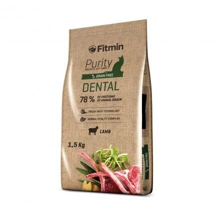 Fitmin Cat Purity Dental hambaraviks lambalihaga, 1,5 kg цена и информация | Kassi kuivtoit ja kassikrõbinad | hansapost.ee