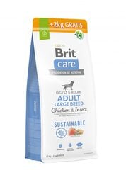 Корм Brit Care Adult для взрослых собак крупных пород с курицей и насекомыми, 12+2 кг цена и информация | Сухой корм для собак | hansapost.ee