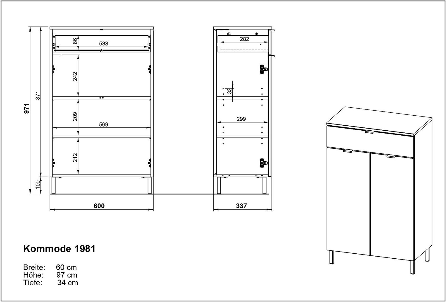 Kummut 1981, must hind ja info | Kummutid | hansapost.ee