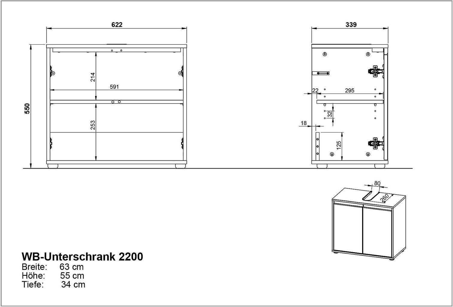 Vannitoa kapp Dorel Home 2200, hall hind ja info | Vannitoakapid | hansapost.ee