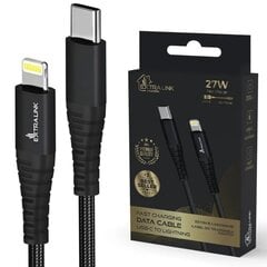 Extralink USB-C to Lightning kaabel, must, 200cm, 27W hind ja info | Juhtmed ja kaablid | hansapost.ee