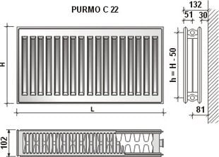 Радиатор PURMO C 22600-600 цена и информация | Радиаторы отопления | hansapost.ee