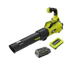 Аккумуляторный воздуходув Ryobi RY36BLXA-140P; 36 В; 2x4,0 Ач, с аккумулятором цена и информация | Пылесосы для сбора листьев, измельчители веток, очистители тротуарной плитки | hansapost.ee