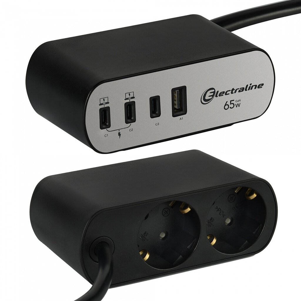 Elektroliini pistiktoiteallikas PD65W 2P SCHUKO+4USB 3C+1A 62584 hind ja info | Toiteallikad ja toiteplokid | hansapost.ee