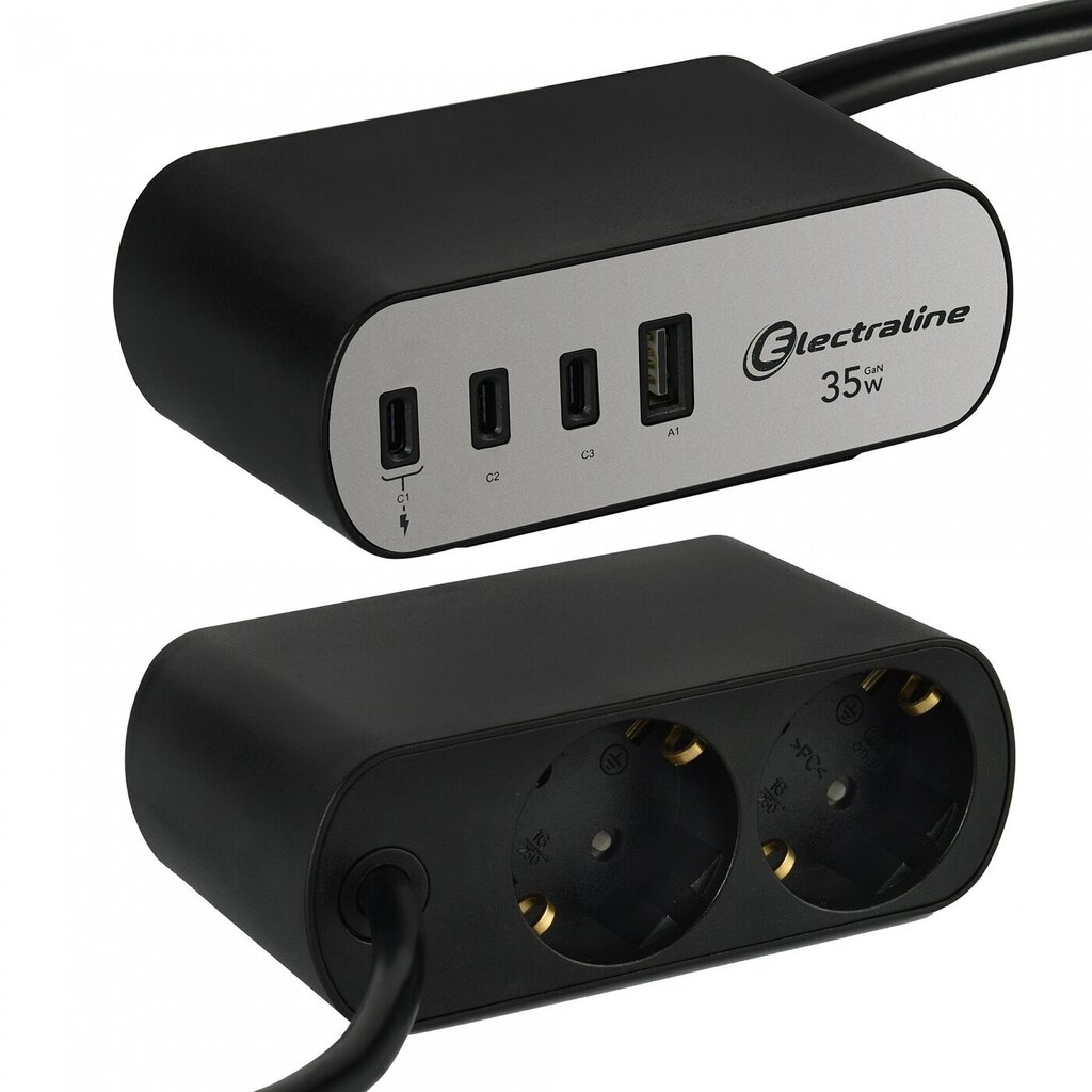 Elektroliini pistiktoiteallikas PD35W 2P SCHUKO+4USB 3C+1A 62583 hind ja info | Toiteallikad ja toiteplokid | hansapost.ee