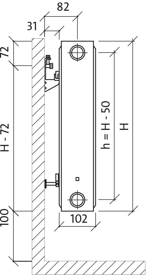 Radiaator PURMO CV 22 600-800, ühendusega allosas цена и информация | Radiaatorid ja konvektorid | hansapost.ee