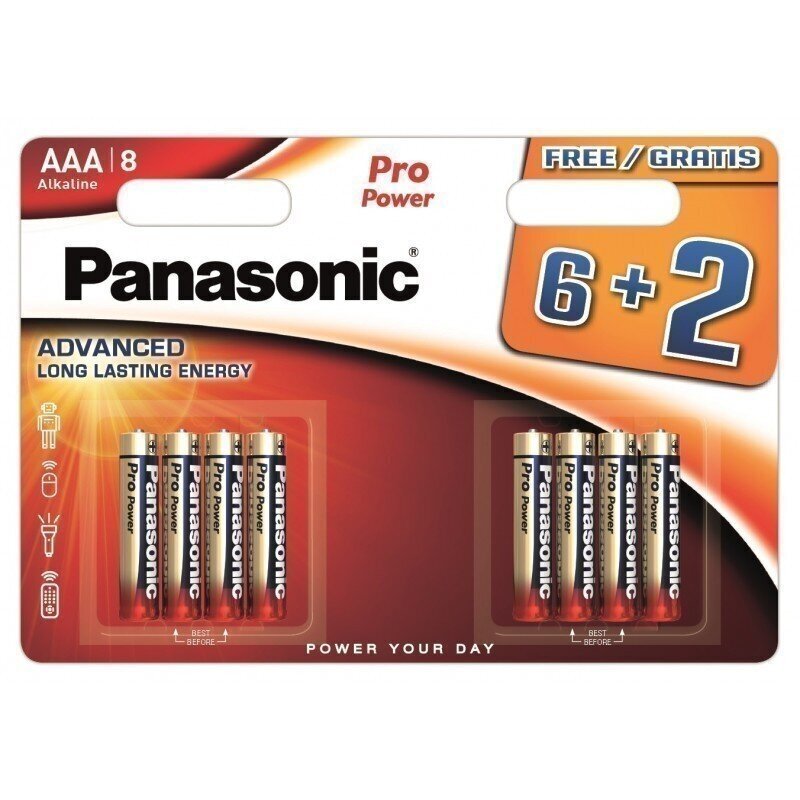 Patareid Panasonic LR03PPG/8B (6+2) hind ja info | Patareid | hansapost.ee