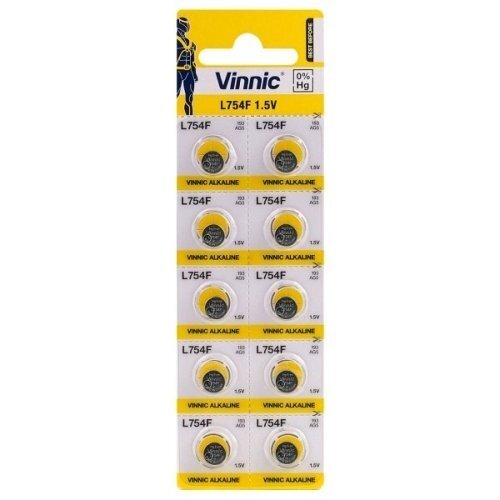 Vinnic LR48, LR754, G5, 1,5V Leelispatareid, 10 tk hind ja info | Patareid | hansapost.ee