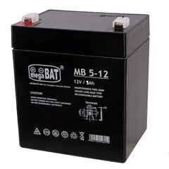 Mpl power электрический аккумулятор Megabat 12В 5Ач F1(187) AGM, 3-5 лет цена и информация | Батерейки | hansapost.ee