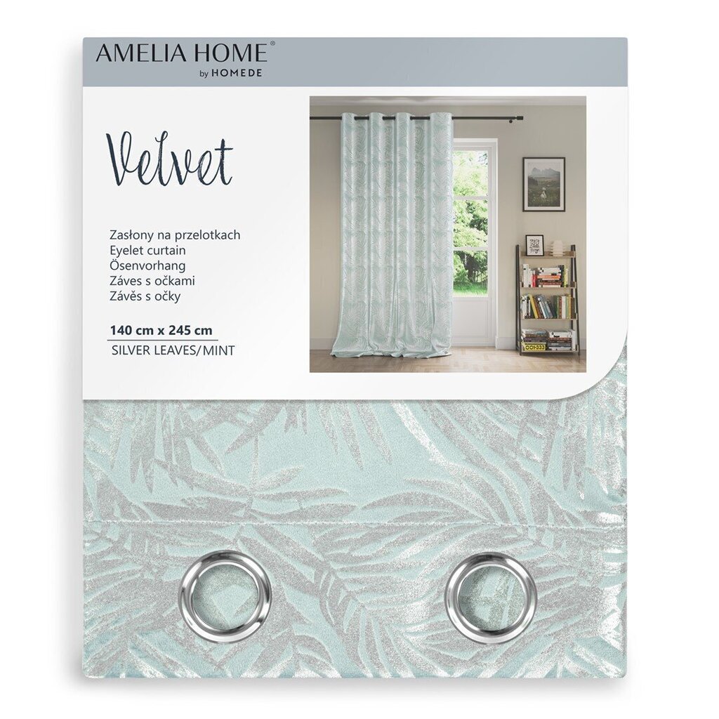 AmeliaHome kardin Velvet Silver Leaves hind ja info | Kardinad | hansapost.ee