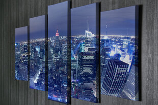 Репродукция из пяти частей Панорама ночного города цена и информация | Репродукции, картины | hansapost.ee